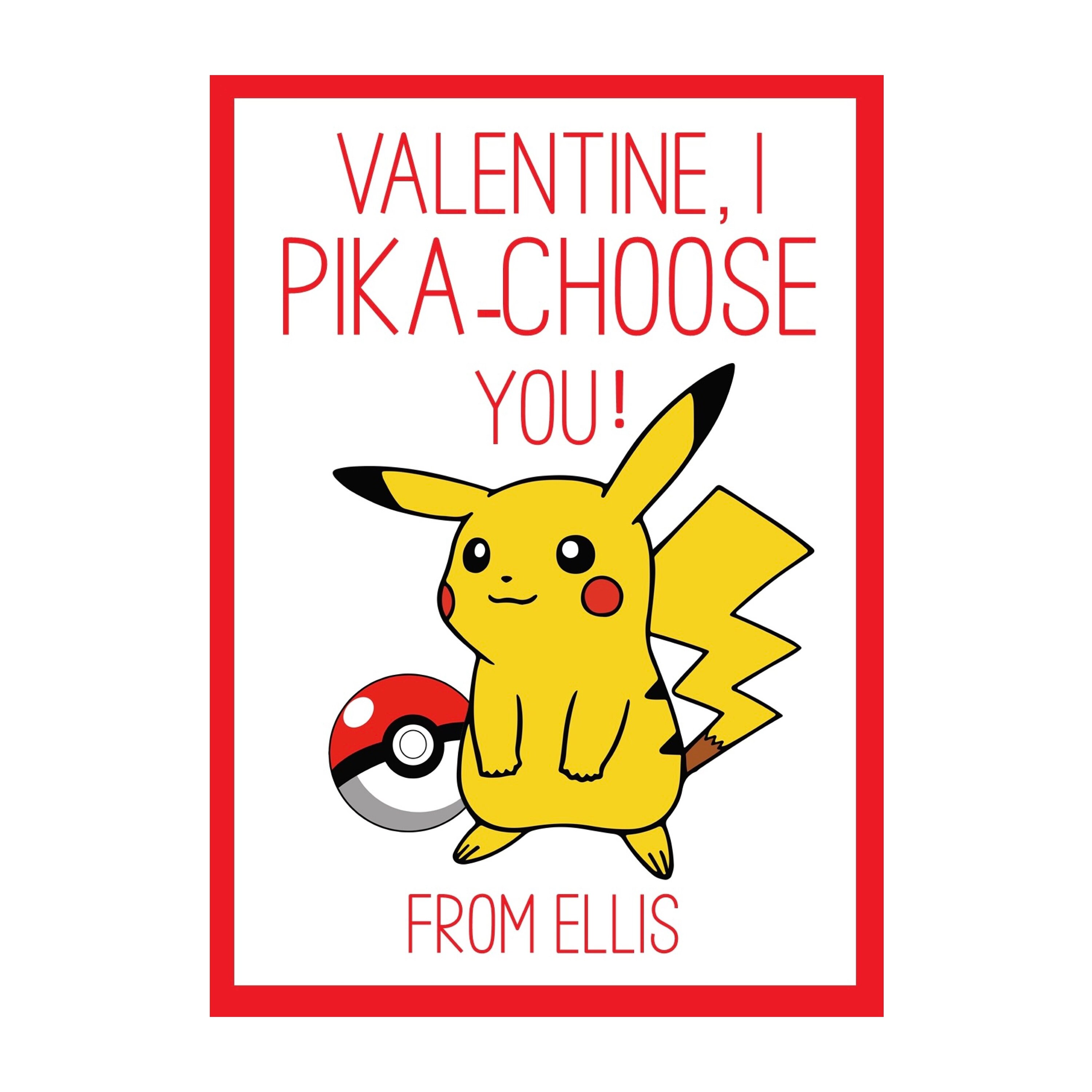 Personalized Valentine Pokemon Pikachu I Pika-choose You - Etsy
