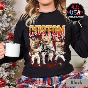 Custom Pet T Shirt with Pet Photo and Name | Personalized Pet Portrait Shirt | Custom Dog Cat Graphic Tee | Christmas Shirt | Bulldog Shirt
