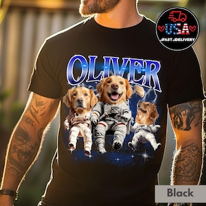 Custom Pet T Shirt with Pet Photo and Name | Personalized Pet Portrait Shirt | Custom Dog Cat Graphic Tee | Christmas Shirt | Bulldog Shirt
