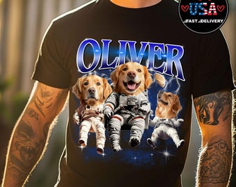 T-shirt personnalisé pour animal de compagnie avec photo et nom de l'animal | T-shirt personnalisé avec portrait d'animal de compagnie | T-shirt graphique personnalisé chien chat | Chemise de Noël | Chemise bouledogue