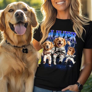 Custom Pet T Shirt with Pet Photo and Name | Personalized Pet Portrait Shirt | Custom Dog Cat Graphic Tee | Christmas Shirt | Bulldog Shirt
