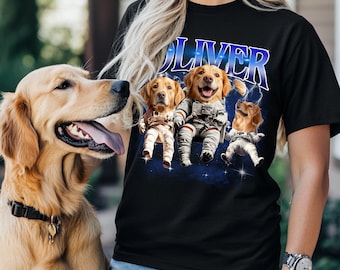 T-shirt personnalisé pour animal de compagnie avec photo et nom de l'animal | T-shirt personnalisé avec portrait d'animal de compagnie | T-shirt graphique personnalisé chien chat | Chemise de Noël | Chemise bouledogue