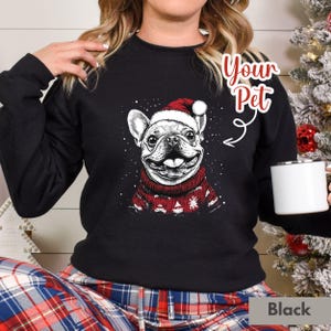 Custom Pet T Shirt with Pet Photo and Name | Personalized Pet Portrait Shirt | Custom Dog Cat Graphic Tee | Christmas Shirt | Bulldog Shirt