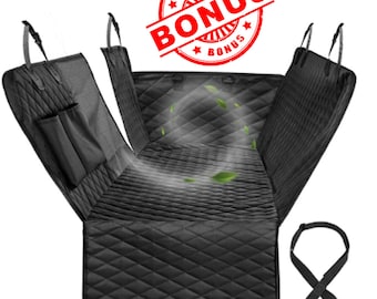 Waterproof Dog Car Seat Cover Rear Dog Seat Protector Mat Hammock Cushion with Zipper and Pockets