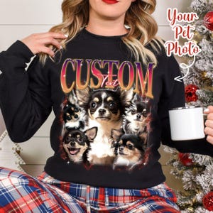 Custom Pet T Shirt with Pet Photo and Name | Personalized Pet Portrait Shirt | Custom Dog Cat Graphic Tee | Christmas Shirt | Bulldog Shirt