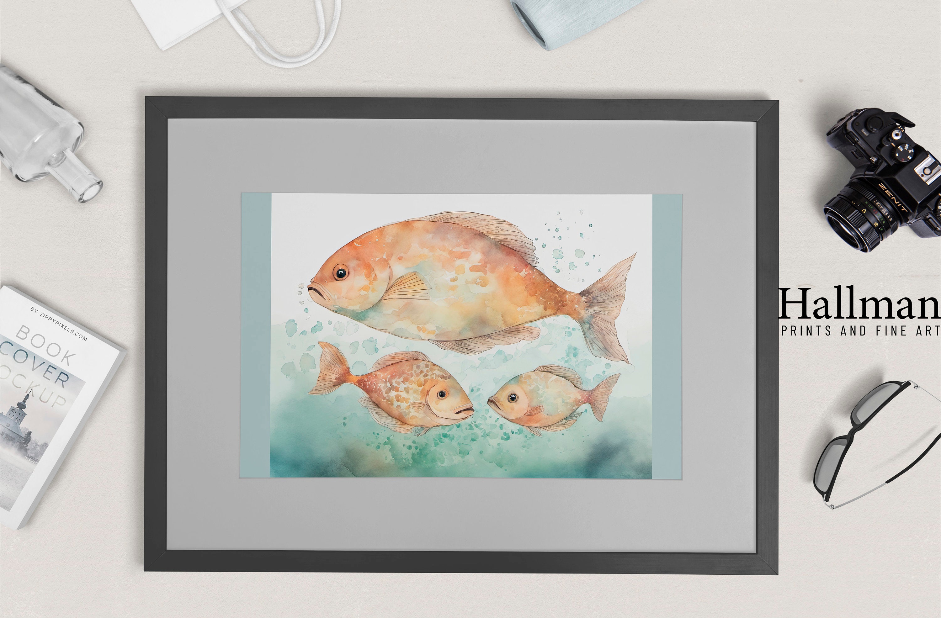Title: Watercolor Fish Family Print, Aquatic Nursery Decor, Wall Art ...