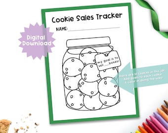 Printable Girl Scout Goal Sales Tracker Note Daisy Brownie Junior Cadette Girl Scout Coloring Page Digital Download