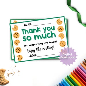 Girl Scout Cookie Thank You Girl Scouts Printable Girl Scout Coloring Page Daisy Girl Scout Thank You Brownie Girl Scout Digital Download