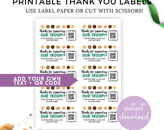 Girl Scout Cookie Thank You Labels: Editable QR Code (Digital Download)