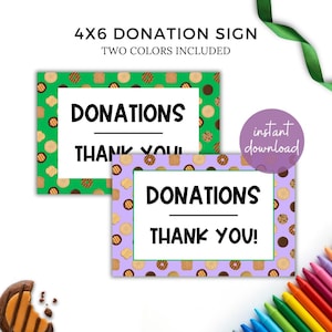 Afdrukbaar Girl Scout Cookie-donatiebord 4 x 6 Girl Scout Donate Cookies-bordje digitale download