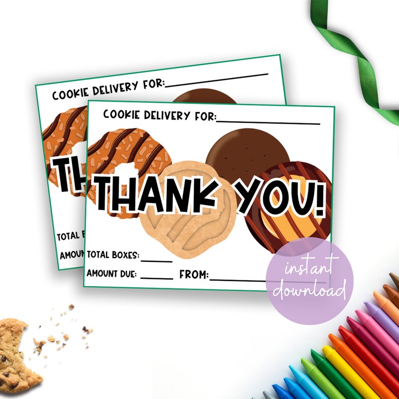 Girl Scout Cookie Thank You Note Girl Scouts Printable Girl Scout Card