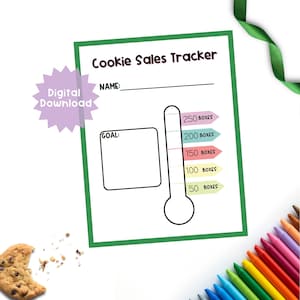 Printable Girl Scout Goal Sales Tracker Note Daisy Brownie Junior Cadette Girl Scout Coloring Page Digital Download