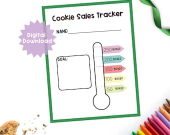 Printable Girl Scout Goal Sales Tracker Note Daisy Brownie Junior Cadette Girl Scout Coloring Page Digital Download