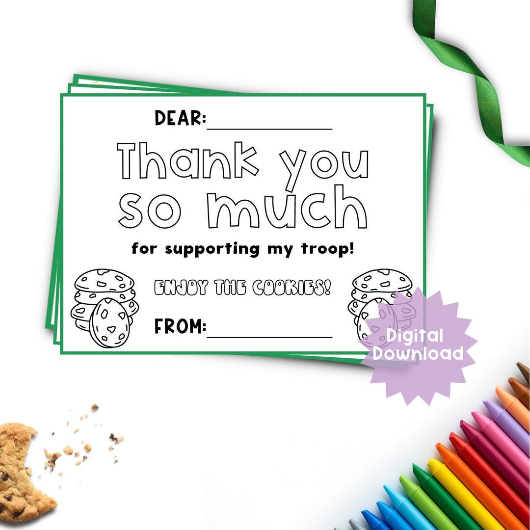 Girl Scout Cookie Thank You Girl Scouts Printable Girl Scout Coloring ...