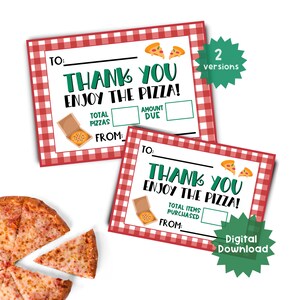 Fundraiser Thank you Pizza Thank You Tags Church Fundraiser Delivery Note School Fundraiser Thank you School Pizza Order Digital Download