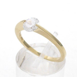 Gold Ring, 585 Yellow Gold, 14 Carat, With Large Zirconia - Etsy India