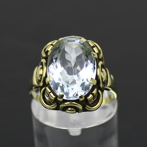 Antique 14K Gold Ring, Aquamarine-colored Gemstone, 1920s/1930s