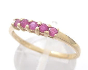 Ruby gold ring, 585 yellow gold, 14 carat, 5 rubies