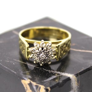 Vintage Diamond Ring, Goldring, 11 diamonds, 18k gold, England 1976