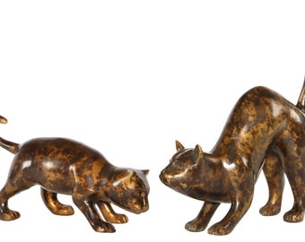 Bronze Skulpturen, Katzenpaar, Katze, massive Bronze (Cat Bronze sculptures, cat couple, solid Bronze)