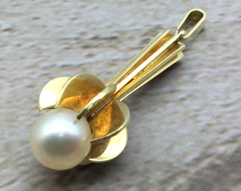 Vintage pearl pendant, 585 yellow gold, 14 carat