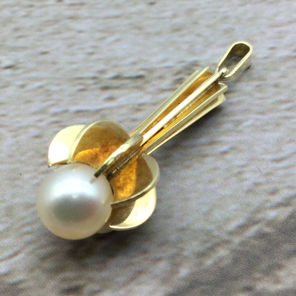 Vintage pearl pendant, 585 yellow gold, 14 carat