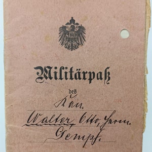 Military passport, Prussian provincial field artillery, 1st WW