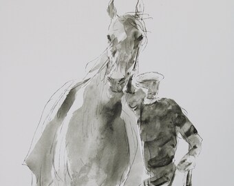 Otto Dill lithograph, horses, signed