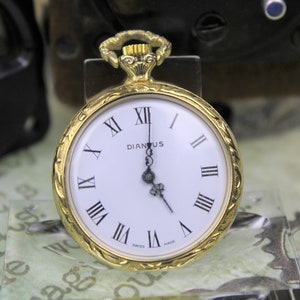 Gold-plated Swiss Diantus ladies' pocket watch, 1960s