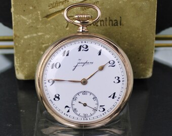 Reloj de bolsillo para hombre Junghans bañado en oro, hacia 1900