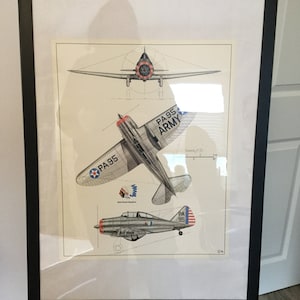 Graphic, framed, warplane, Seversky P-35, USA 1935