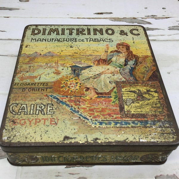 Rare Egyptian cigarette box, Dimitrino and Co., around 1850