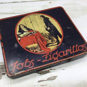 Cigarillos Jobs, scatola di metallo, intorno al 1910