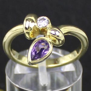 Gold Ring, Amethyst Ring made of 333 yellow gold, 8 carat