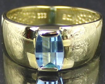 Swiss Blue Topaz Gold Ring made of 8K Gold