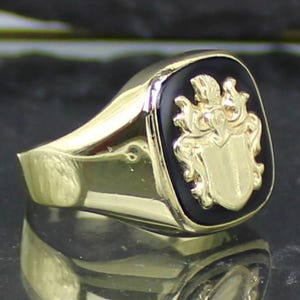 Siegelring, Wappenring, Onyx, 333er Gelbgold, 8 Karat