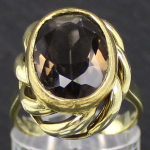 Vintage Smoky Quartz Gold Ring, 14k yellow gold