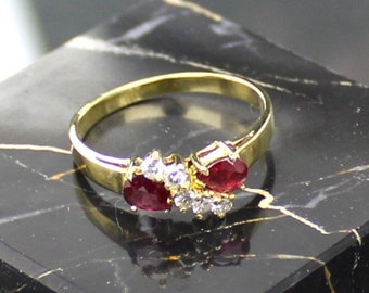 Ruby Diamond Ring, 18K Goldring, 1940s