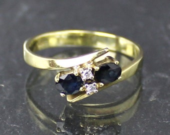 Sapphire diamond ring, 585 yellow gold, 14 carat