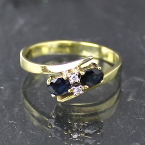Sapphire diamond ring, 585 yellow gold, 14 carat