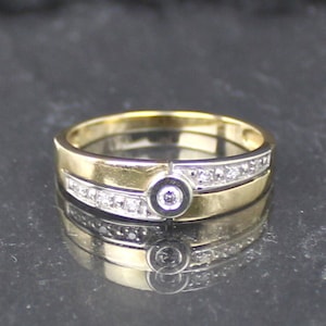 Diamond ring, gold ring, 585 yellow gold, 14 carat, 7 diamonds