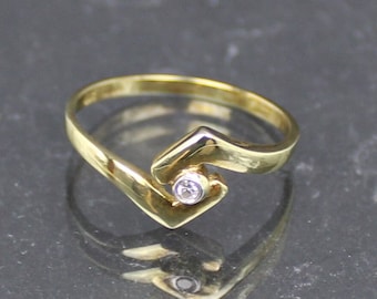 Brilliant ring, gold ring, 585 yellow gold, 14 carat