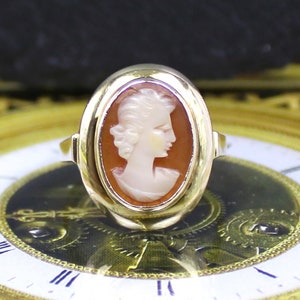 Biedermeier Cameo Gold Ring made of 333 yellow gold, 8 carat