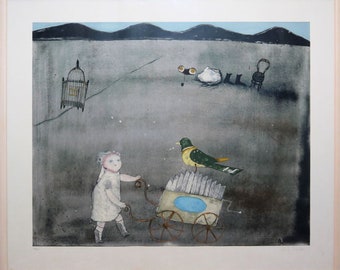 Color serigraph by Heidi Foerster, signed, limited, surrealism