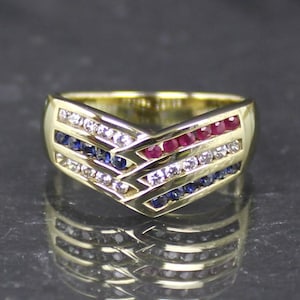 Ruby-Sapphire Gold Ring in 333 yellow gold, 8 carat