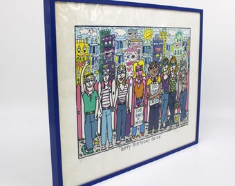 Rare Lithograph, James Rizzi, Happy Birthday Blue, Handsigned - Etsy