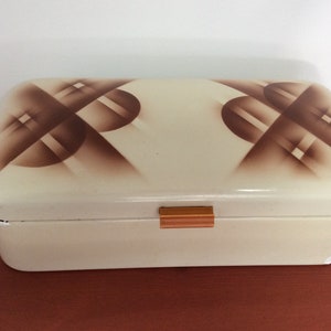 Art Deco bread box / biscuit box around 1920/1930, spray decor, 42 cm