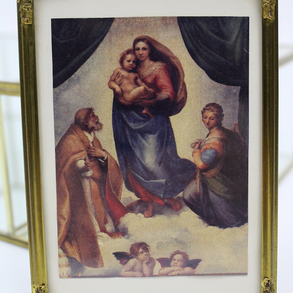 Christliches Andachtsbildchen der Mutter Gottes mit Jesuskind (Christian devotional picture of the Mother of God with baby Jesus)