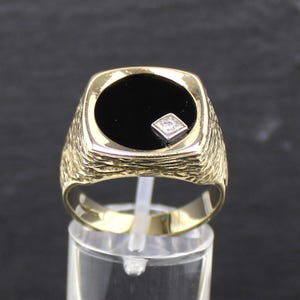 Men's Ring with Diamond, Signet Ring, Gold Ring, 333 yellow gold