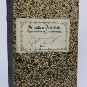 Antique school certificate book, Hamburg 1892